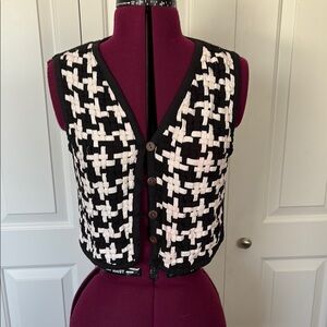 Vintage Black and White Woven Vest